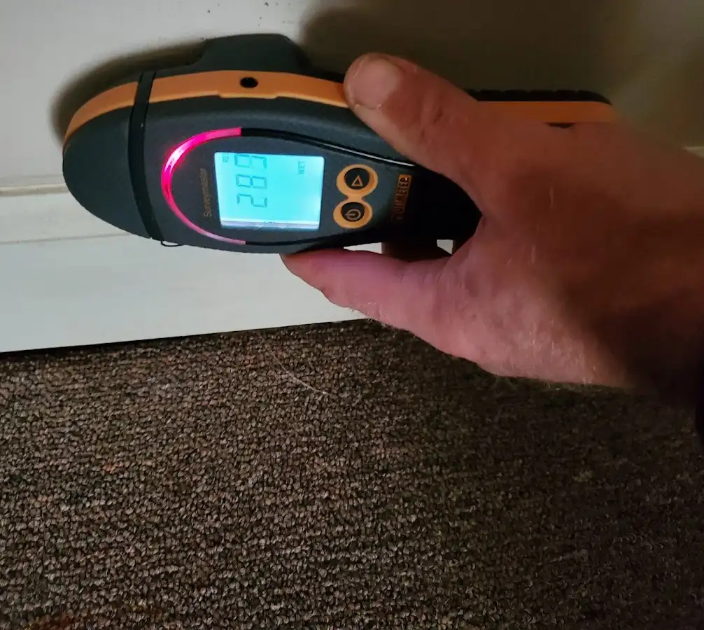 Moisture detection at baseboard during Mold Inspection & Testing in Sealy